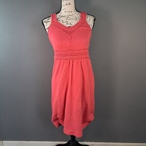 Athleta Crochet Summer Sweater Dress Mid Length Lined Coral Size XS